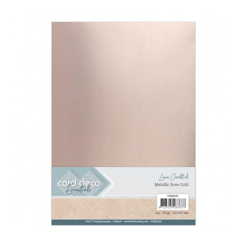 Card Deco Essentials - Metallic Linen Cardstock - Rose Gold