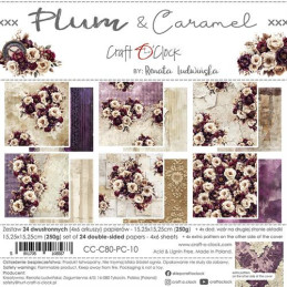 Craft O'Clock - Papirpakke 15x15 - Plum & Caramal