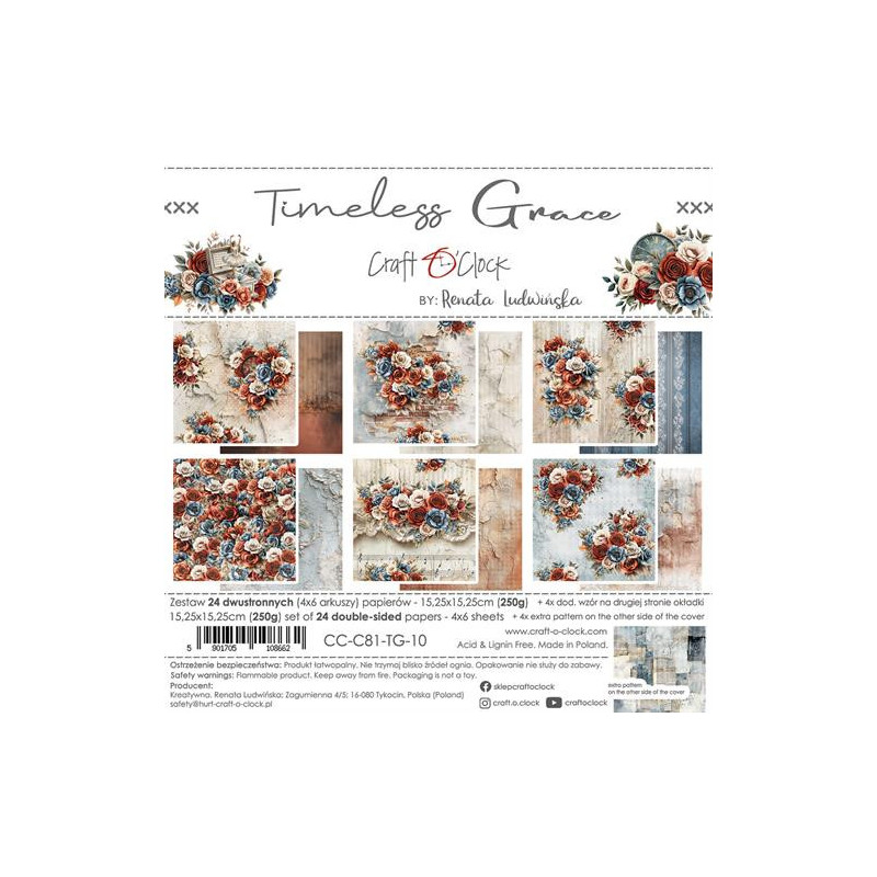 Craft O'Clock - Papirpakke 15x15 - Timeless Grace