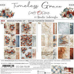 Craft O'Clock - Papirpakke 20x20 - Timeless Grace - Mix