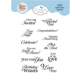 Elizabeth Craft Designs - Stamps - Paper Flowers - Bohemian Rose Sentiments