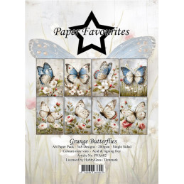 Paper Favourites - Papirpakke A6 - Grunge Butterflies - PFA602
