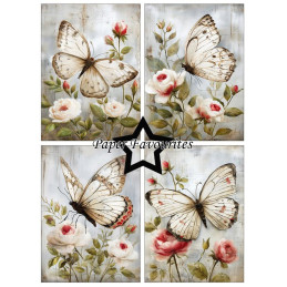 Paper Favourites - Papirpakke A6 - Grunge Butterflies - PFA602