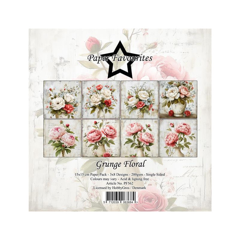 Paper Favourites - Papirpakke 15x15 - Grunge Floral - PF562