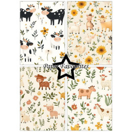 Paper Favourites - Papirpakke A5 - Cute Farm Animals - PFA202