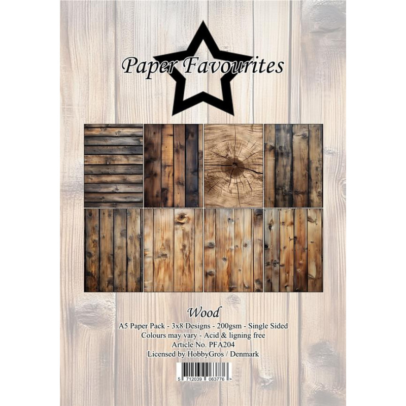 Paper Favourites - Papirpakke A5 - Wood - PFA204