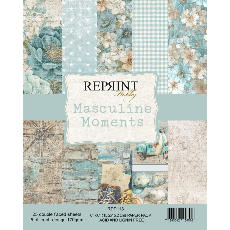 Reprint - Papirpakke 15x15 - Masculine Moments - RPP113