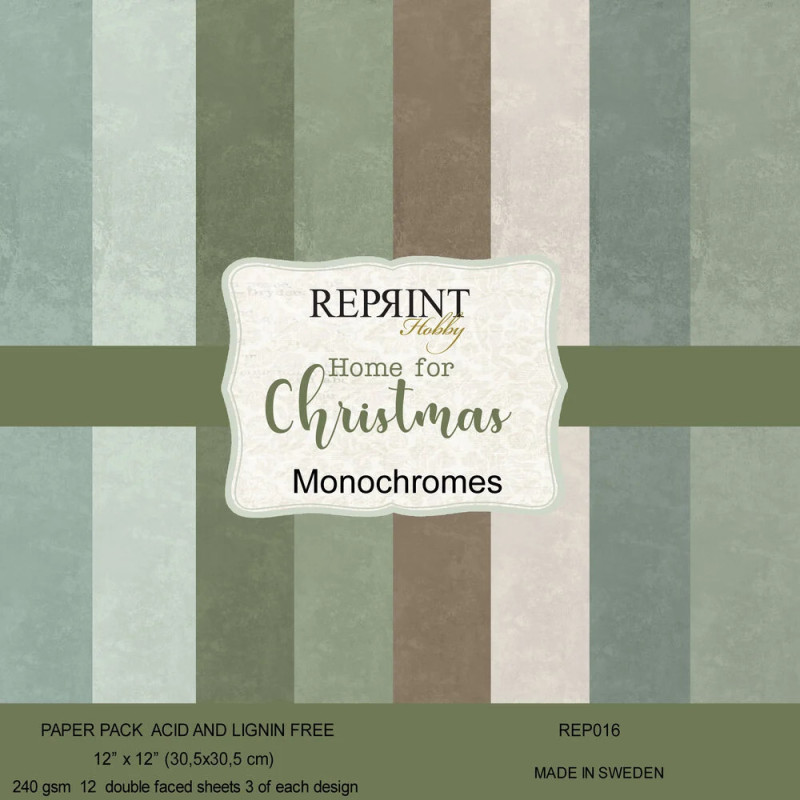 Reprint - Papirpakke 30x30 - Home For Christmas Monochromes - REP016