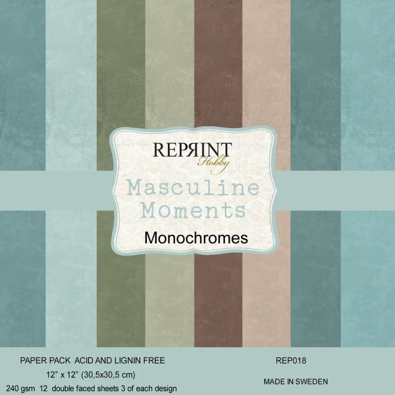 Reprint - Papirpakke 30x30 - Masculine Moments Monochromes - REP018