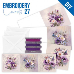 Stitch And Do Cards 27 - Purple Flowers