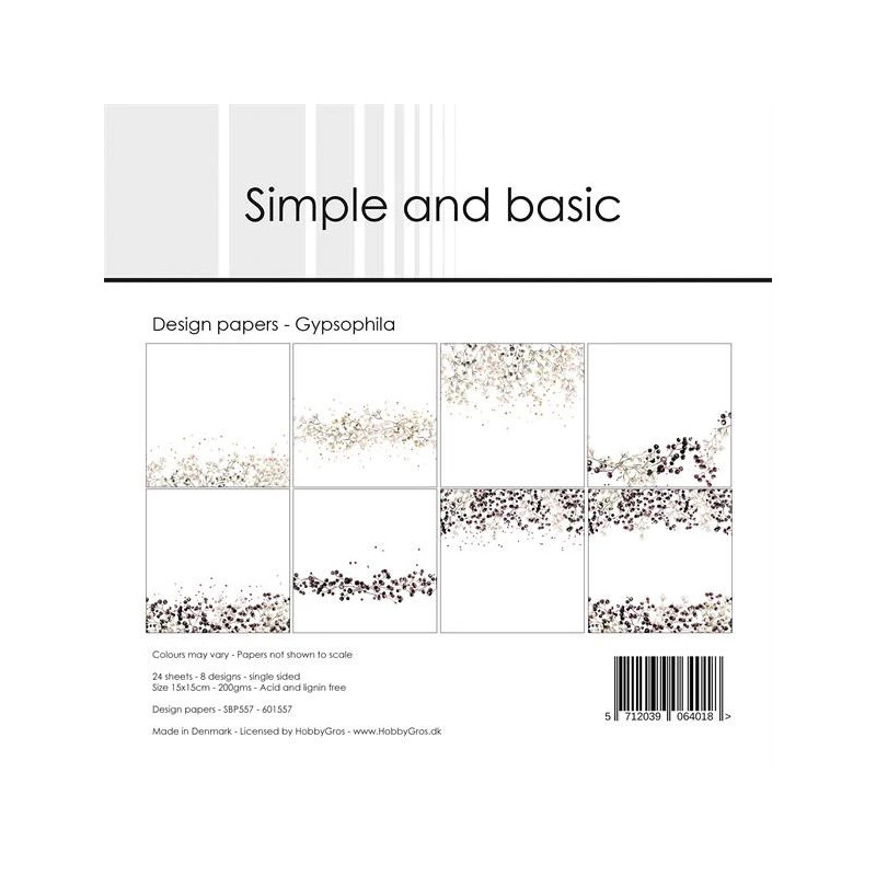 Simple And Basic - Papirpakke 15x15 - Gypsophila - SBP557