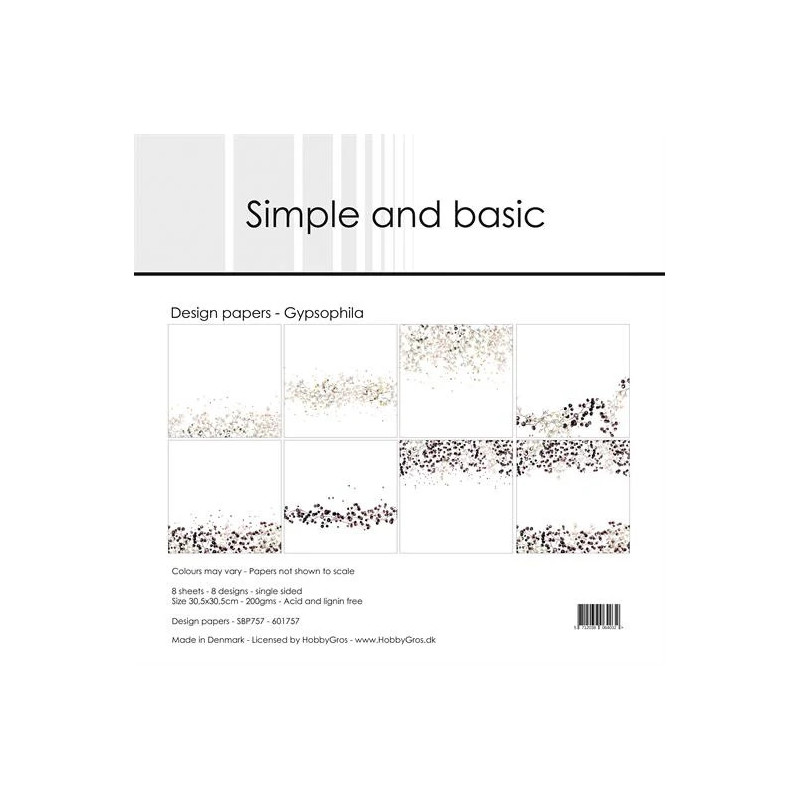 Simple And Basic - Papirpakke 30.5x30.5 - Gypsophila - SBP757