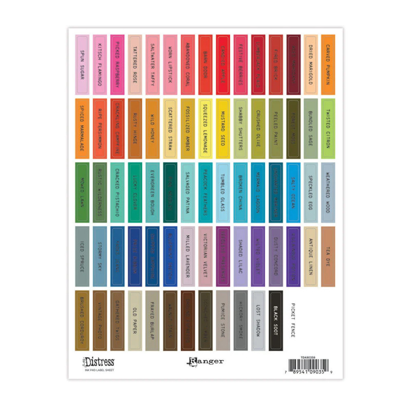 Ranger - Tim Holtz - Distress Ink Pad Label Sheet - Black