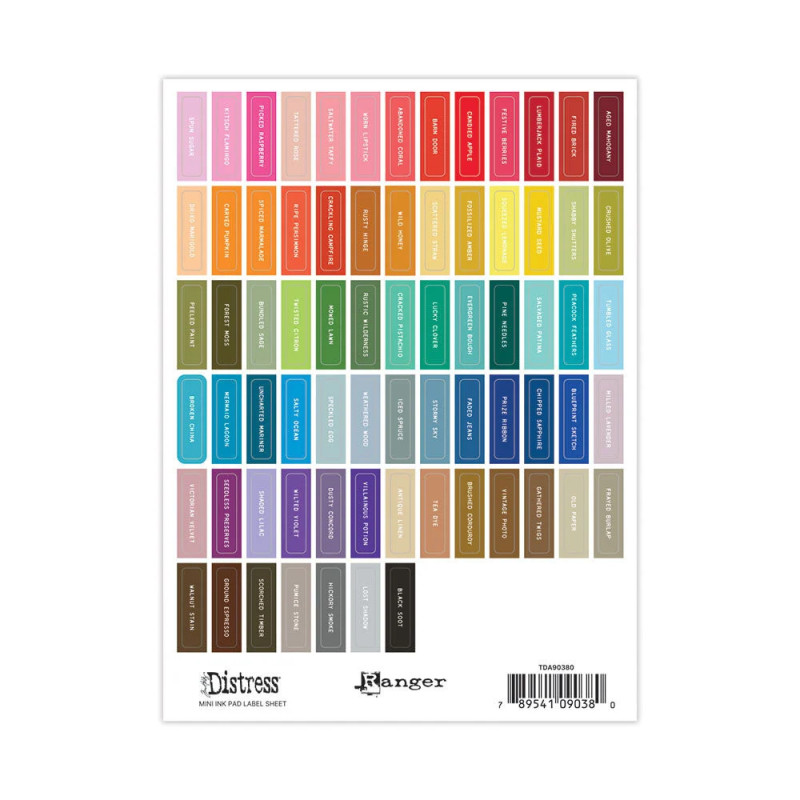 Ranger - Tim Holtz - Distress Mini Ink Pad Label Sheet - White
