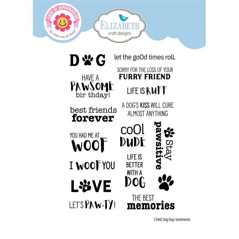 Elizabeth Craft Designs - Stamps - Cute & Whimsical - Dog Days Sentiments