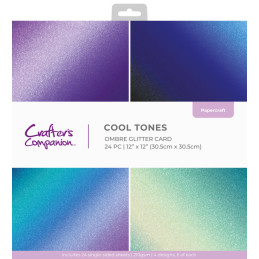 Carfter's Companion - Papirblok 30.5x30.5 - Ombre Glitter - Cool Tones - CC-OMBGLIT12-COTO