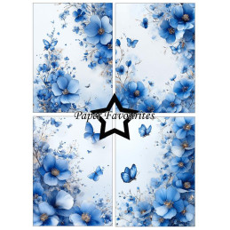 Paper Favourites - Papirpakke A6 - Blue Flowers - PFA605