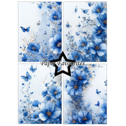 Paper Favourites - Papirpakke A6 - Blue Flowers - PFA605