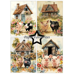 Paper Favourites - Papirpakke A6 - Happy Pigs - PFA606
