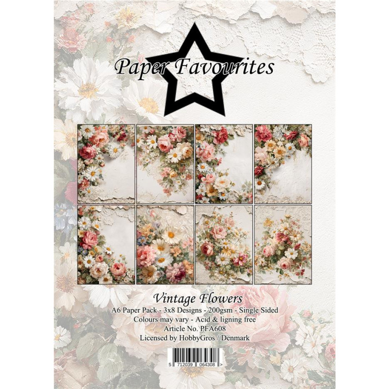 Paper Favourites - Papirpakke A6 - Vintage Flowers - PFA608