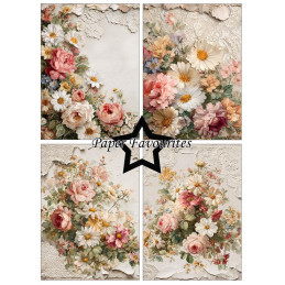 Paper Favourites - Papirpakke A6 - Vintage Flowers - PFA608