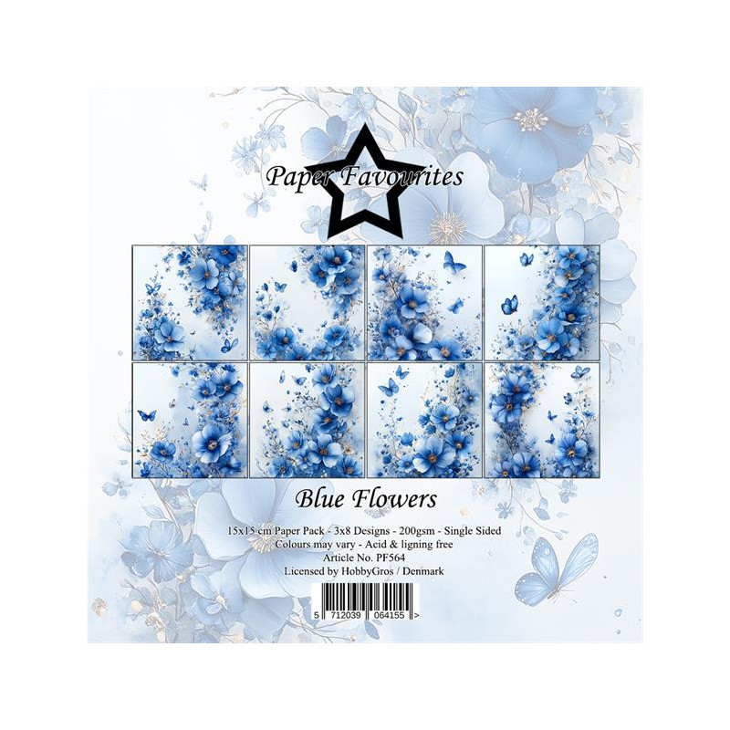 Paper Favourites - Papirpakke 15x15 - Blue Flowers - PF564