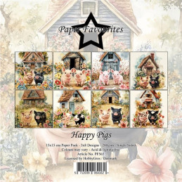 Paper Favourites - Papirpakke 15x15 - Happy Pigs - PF565