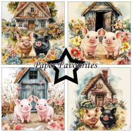Paper Favourites - Papirpakke 15x15 - Happy Pigs - PF565