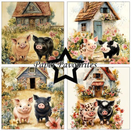 Paper Favourites - Papirpakke 15x15 - Happy Pigs - PF565