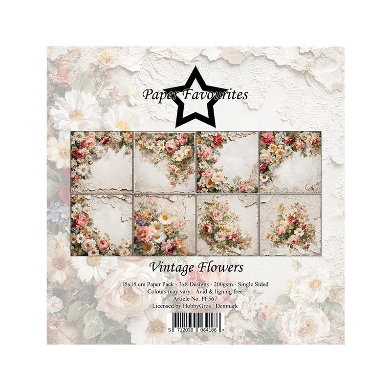 Paper Favourites - Papirpakke 15x15 - Vintage Flowers - PF567