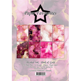 Paper Favourites - Papirpakke A5 - Alcohol Ink Pink & Gold - PFA205
