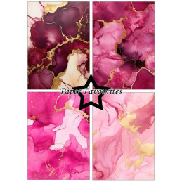 Paper Favourites - Papirpakke A5 - Alcohol Ink Pink & Gold - PFA205
