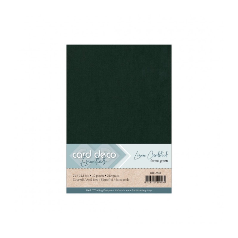 Card Deco Essentials - Linen Cardstock A5 - Forest Green