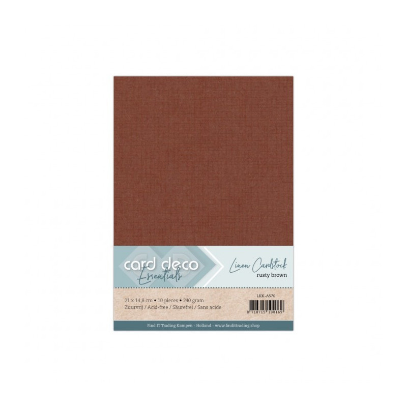 Card Deco Essentials - Linen Cardstock A5 - Rusty Brown
