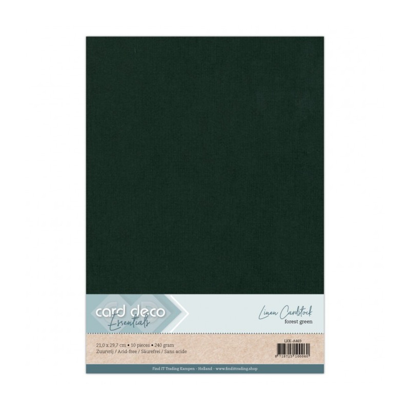 Card Deco Essentials - Linen Cardstock A4 - Forest Green