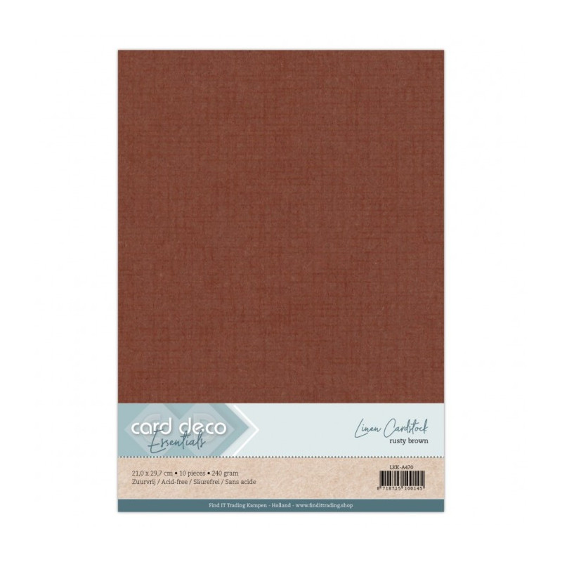 Card Deco Essentials - Linen Cardstock A4 - Rusty Brown