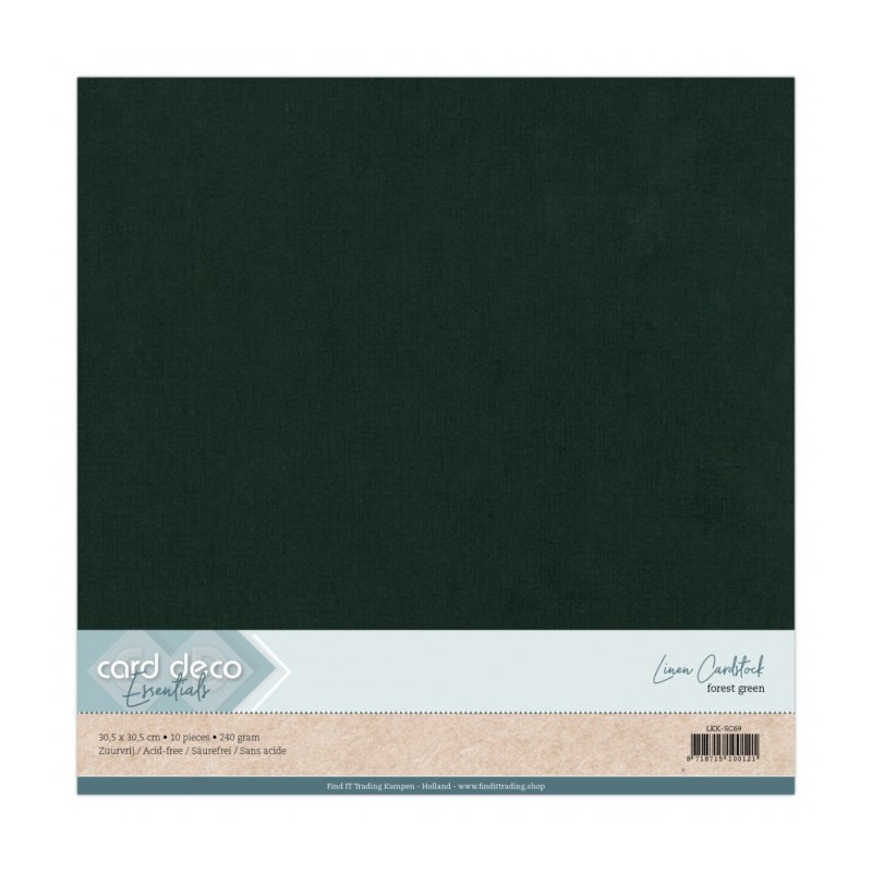 Card Deco Essentials - Linen Cardstock SC - Forest Green