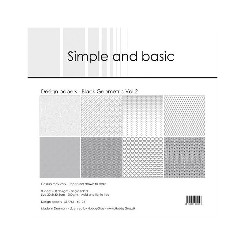 Simple And Basic - Papirpakke 30.5x30.5 - Black Geometric 2 - SBP761
