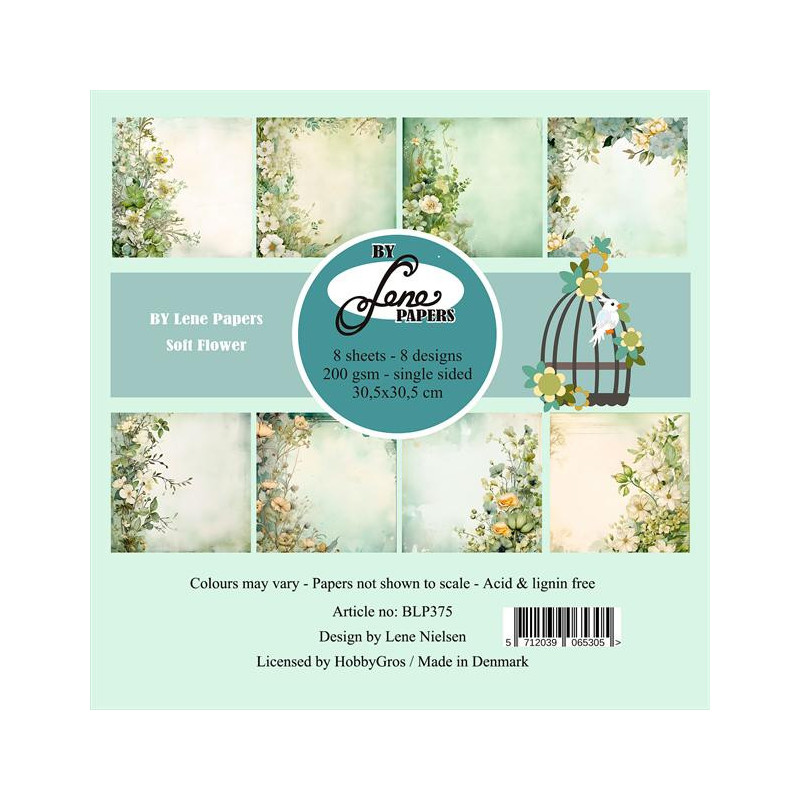 Lene - Papirpakke 30x30 - Soft Flowers - BLP375