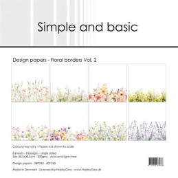 Simple And Basic - Papirpakke 30.5x30.5 - Floral Borders 2 - SBP763