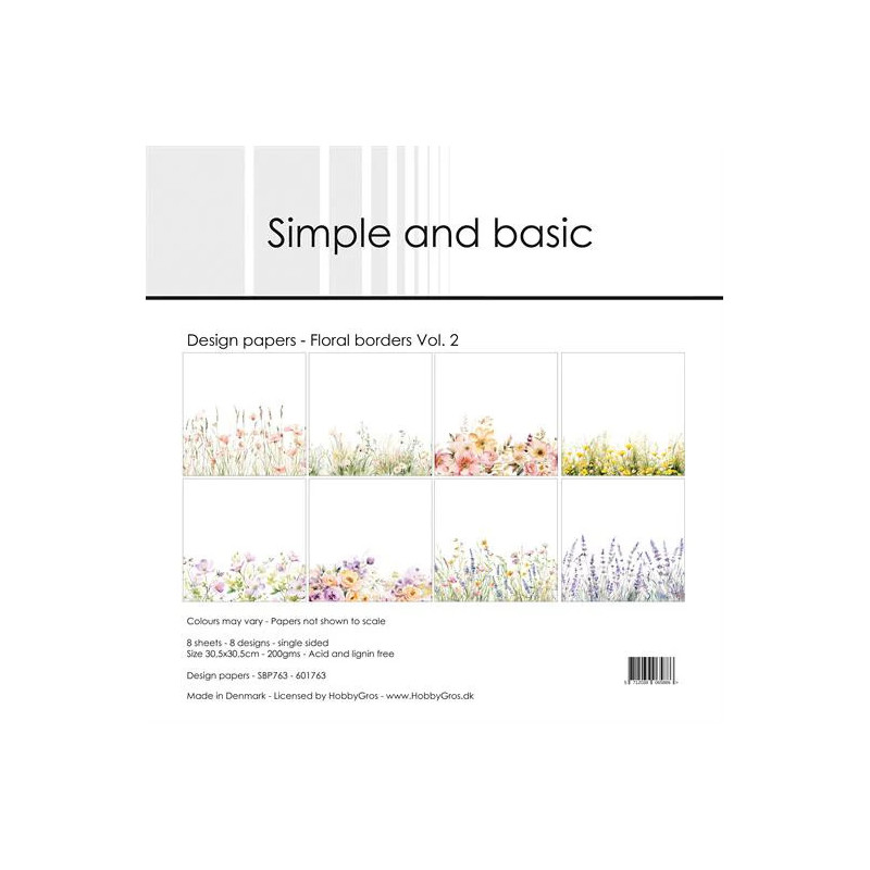 Simple And Basic - Papirpakke 30.5x30.5 - Floral Borders 2 - SBP763