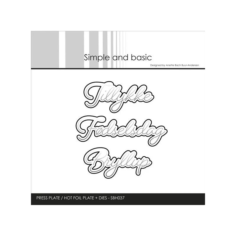 Simple And Basic - Press Plate/Hot Foil Plate + Dies - Danske Tekster
