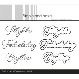 Simple And Basic - Die + Stempel - Danske Tekster - SBD651