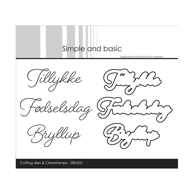 Simple And Basic - Die + Stempel - Danske Tekster - SBD651