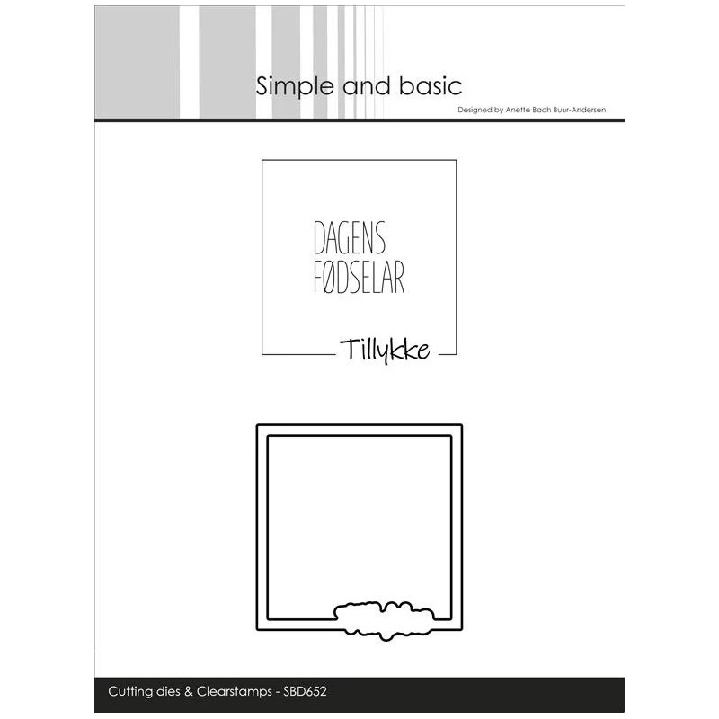 Simple And Basic - Die + Stempel - Tillykke - SBD652