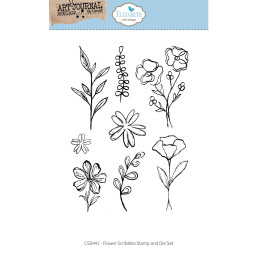 Elizabeth Craft Designs - Stamp And Die Set - Art Journal Specials - Flower Scribbles