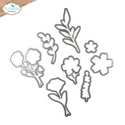 Elizabeth Craft Designs - Stamp And Die Set - Art Journal Specials - Flower Scribbles