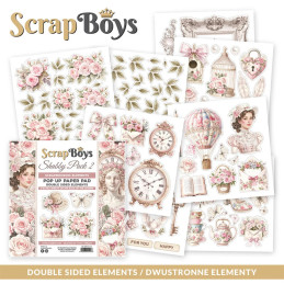 ScrapBoys - Pop Up Paper Pad - Double Sided Elements - Shabby Pack 2