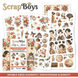 ScrapBoys - Pop Up Paper Pad - Double Sided Elements - Lady In Japan