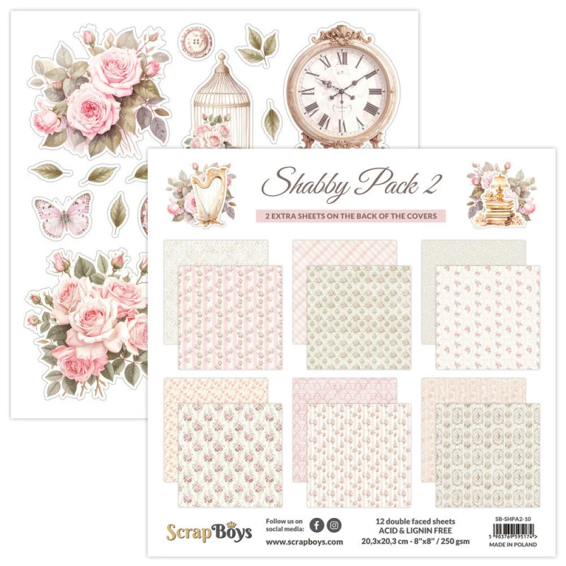 ScrapBoys - Papirblok 20x20 - Shabby Pack 2